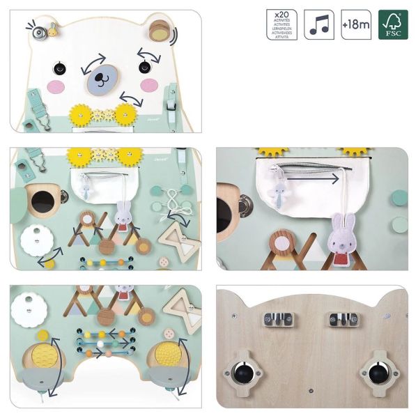 Panneau d'activités en bois Busy Board Ourson Pure