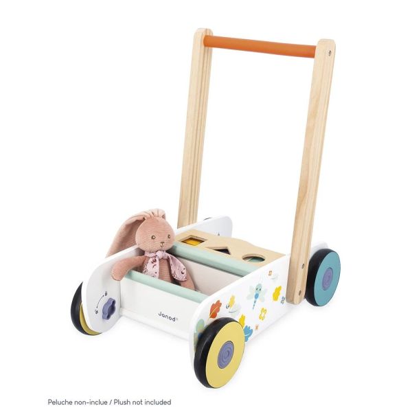 Chariot de marche enfant avec cubes en bois à encastrer Pure