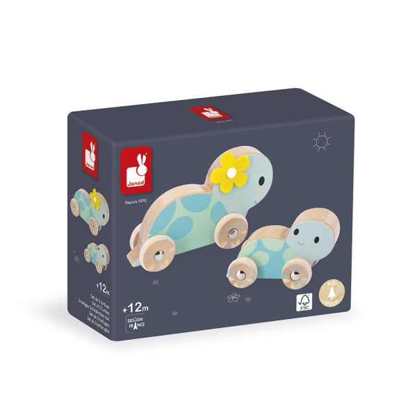 Set de jouet en bois 2 tortues à pousser Pure