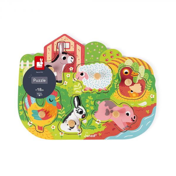 Puzzle en bois premier âge Happy farm