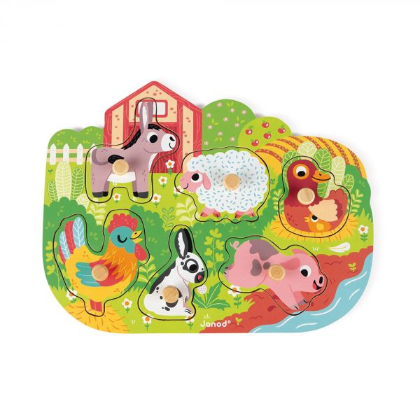 Puzzle en bois premier âge Happy farm