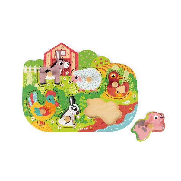 Puzzle en bois premier âge Happy farm