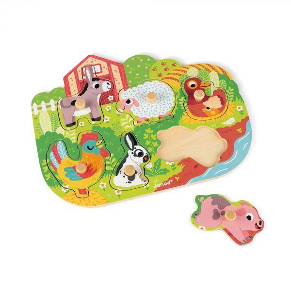 Puzzle en bois premier âge Happy farm