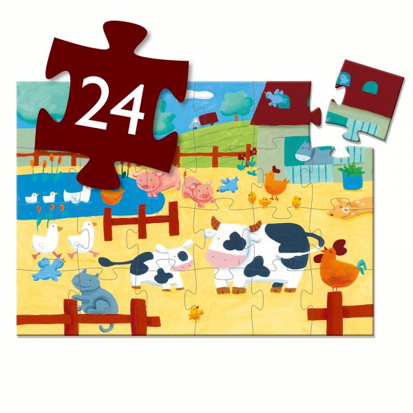 Puzzle silhouette Les vaches à la ferme 24 pièces