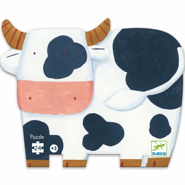 Puzzle silhouette Les vaches à la ferme 24 pièces
