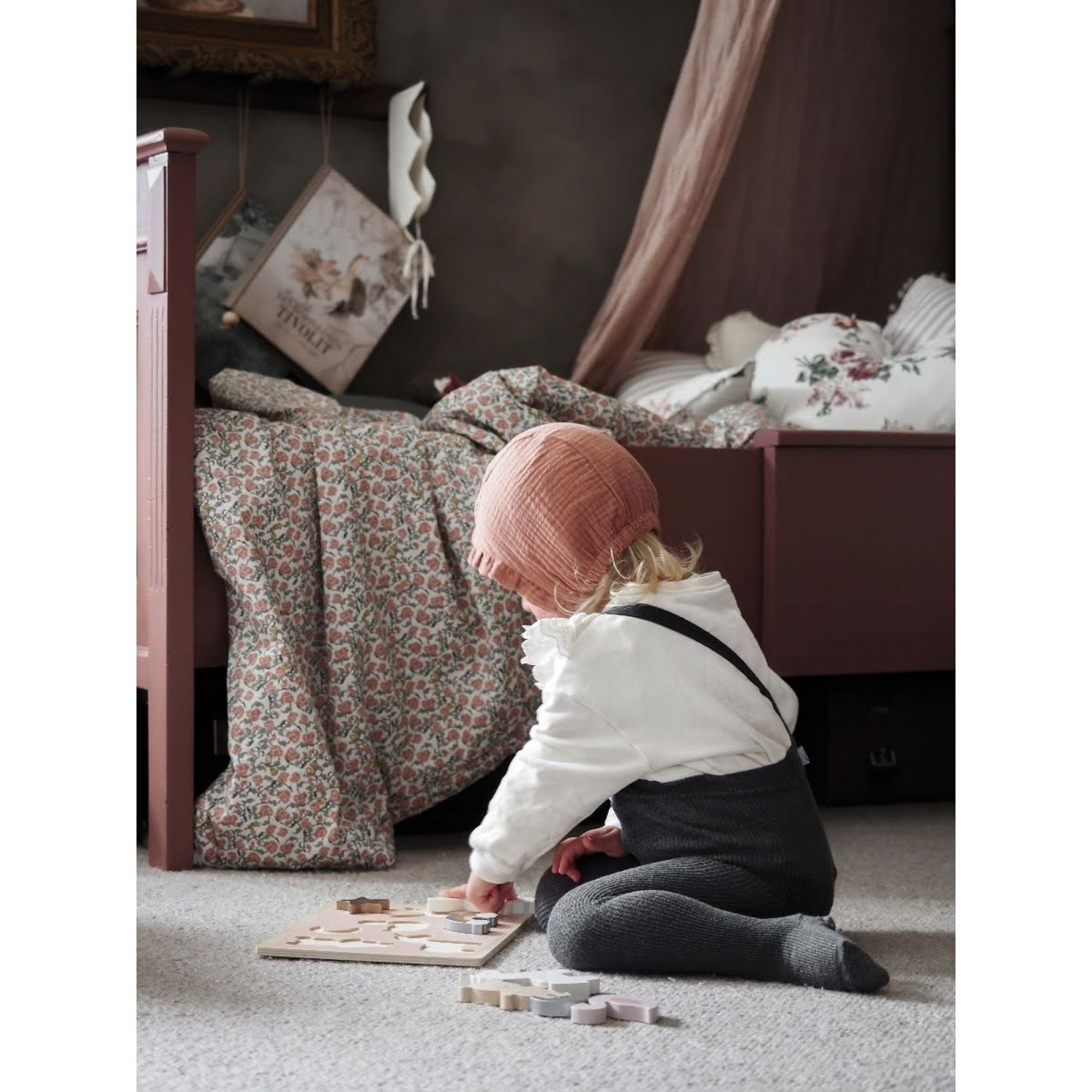 Puzzle en bois animaux de la Ferme pour enfant bébé 12 / 18 mois avec  boutons à attraper.