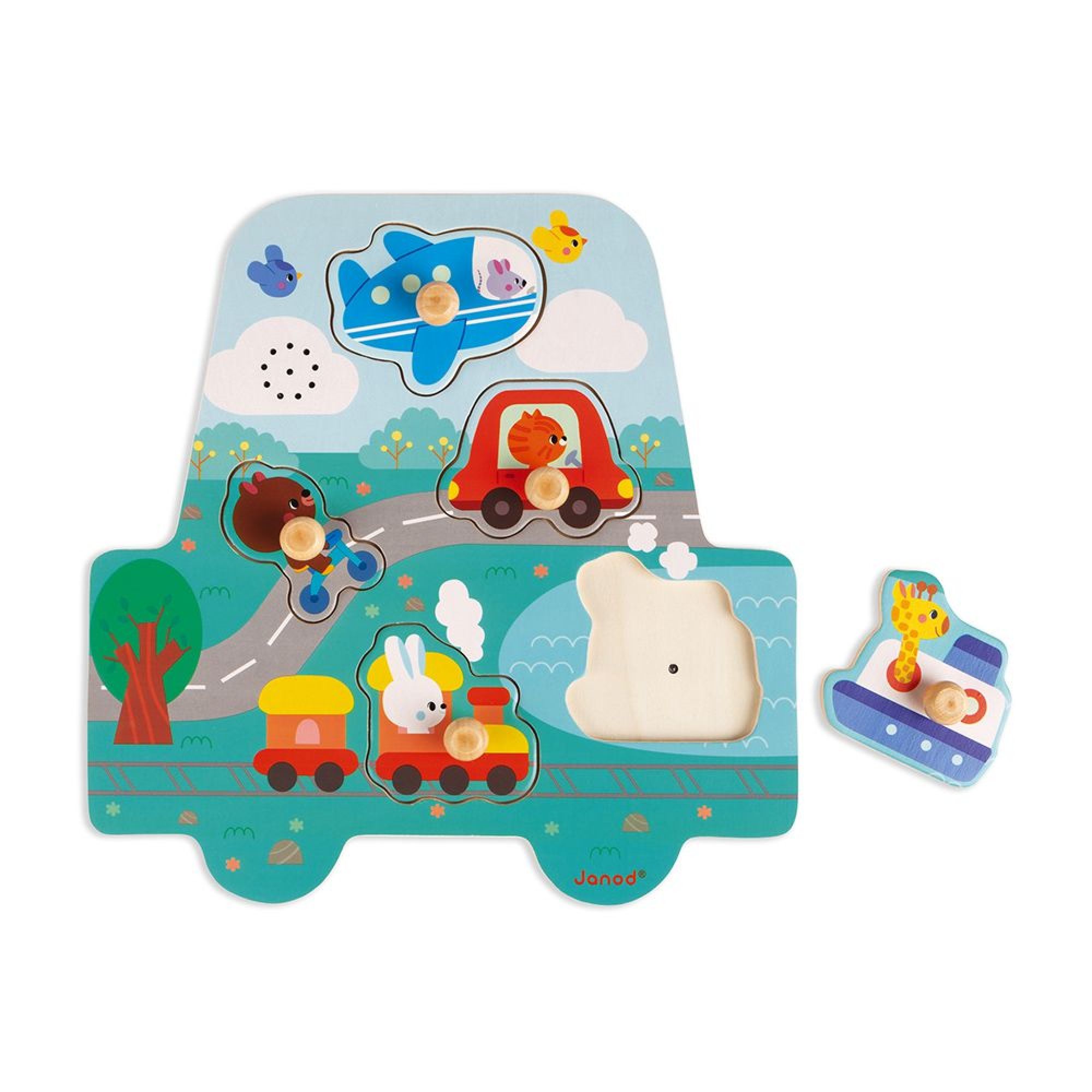 Janod Puzzle En Bois Musical Les Petits Bolides 5 Pieces Made In Bebe