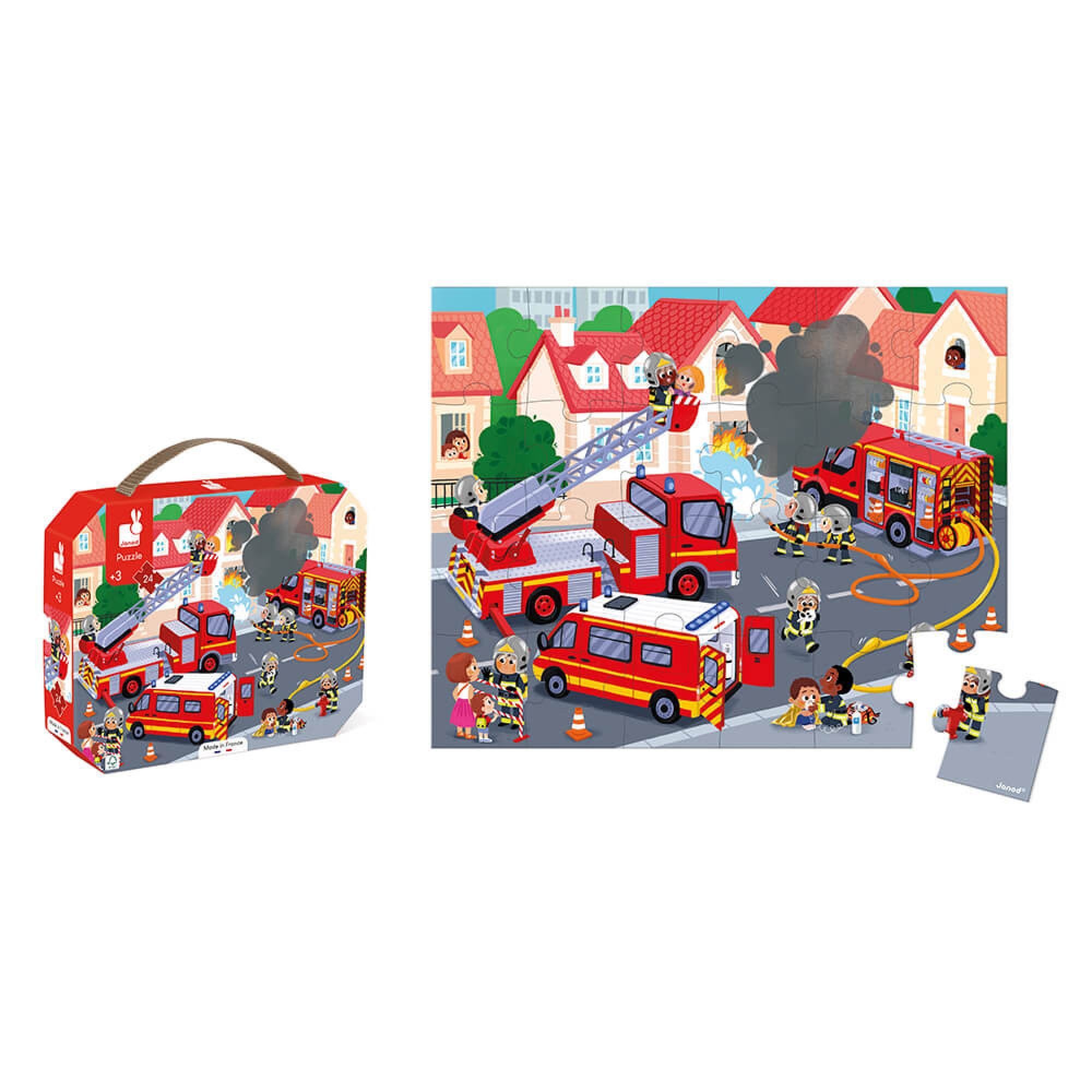 Puzzle enfant 24 pièces Pompiers - Made in Bébé