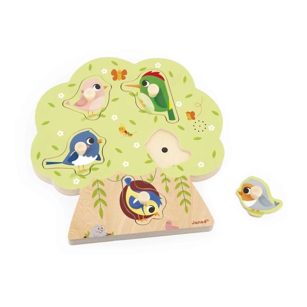 Puzzle sonore en bois enfant 5 pièces Oiseau