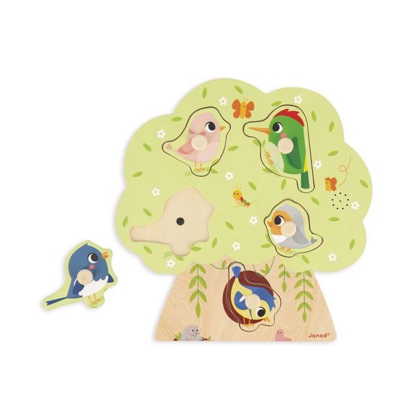 Puzzle sonore en bois enfant 5 pièces Oiseau