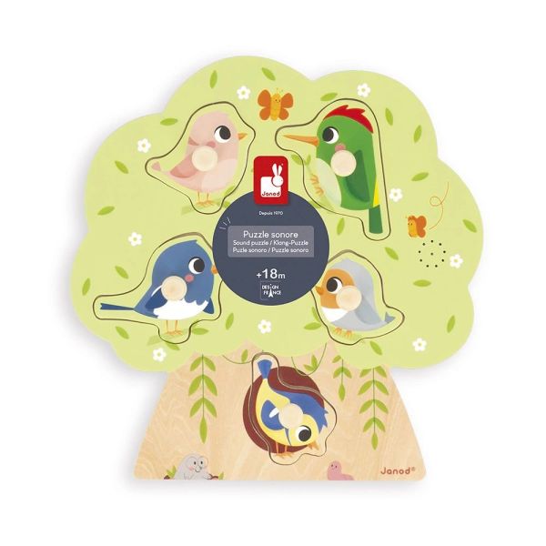 Puzzle sonore en bois enfant 5 pièces Oiseau