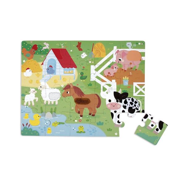 Puzzle enfant tactile La ferme 20 pièces