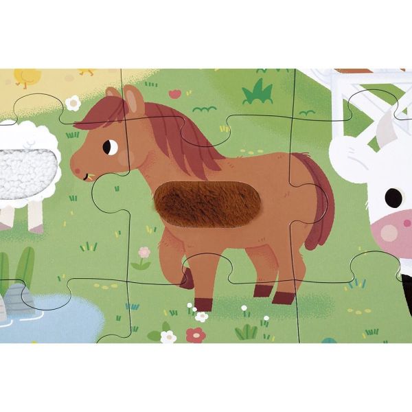 Puzzle enfant tactile La ferme 20 pièces