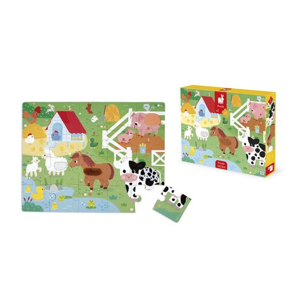 Puzzle enfant tactile La ferme 20 pièces