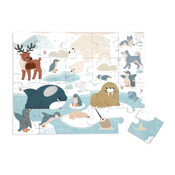Puzzle enfant tactile Animaux polaires 20 pièces