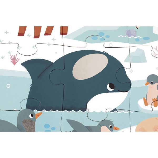 Puzzle enfant tactile Animaux polaires 20 pièces