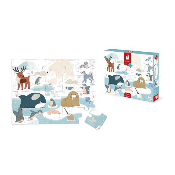 Puzzle enfant tactile Animaux polaires 20 pièces