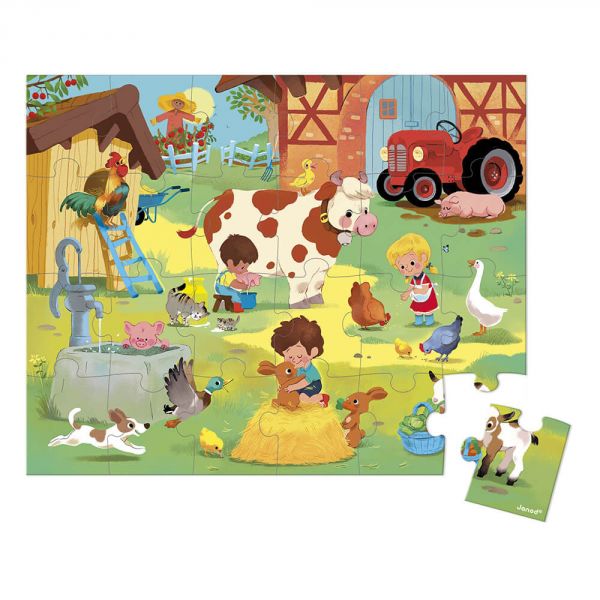 Puzzle enfant 24 pièces Une journée à la ferme