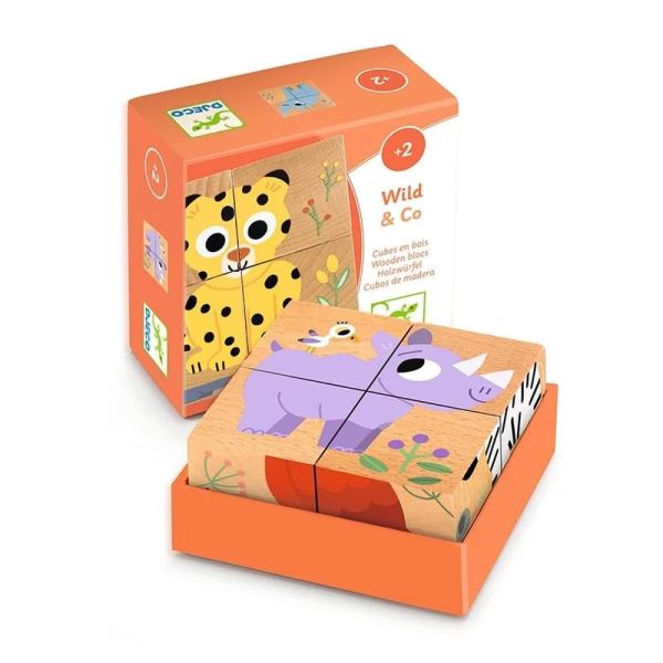 Puzzle 4 cubes en bois Wild & Co