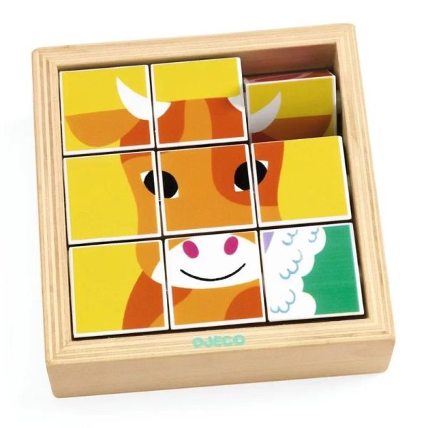Puzzle cube pivotant en bois 9 pcs Animoroll