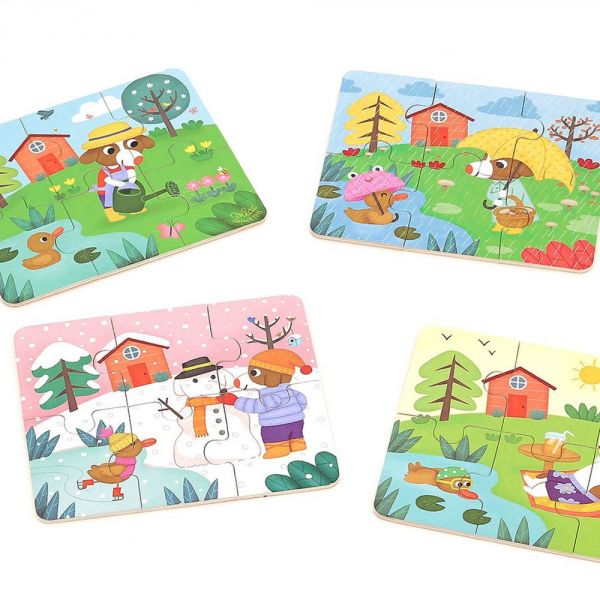 Coffret de 4 puzzles en bois - Les 4 saisons