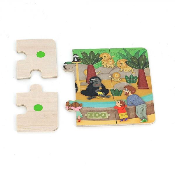 Coffret de 4 puzzles en bois - Les animaux du zoo