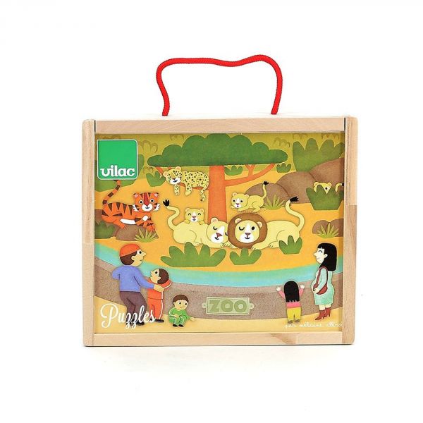 Coffret de 4 puzzles en bois - Les animaux du zoo