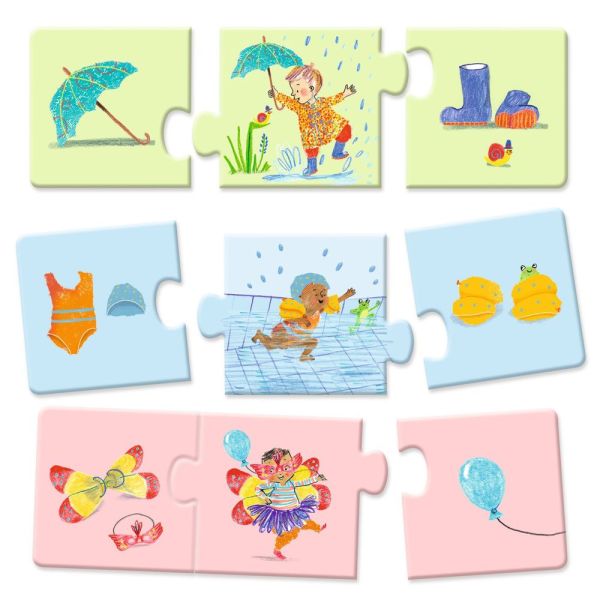 Lot de puzzles 3 pièces pour enfant Mon quotidien