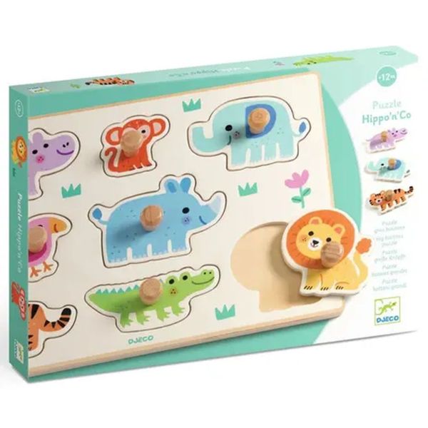 Puzzle à encastrement boutons Hippo'n'Co