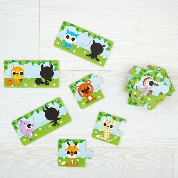 Lot de 12 puzzles de 2 pièces Les animaux et leur ombre