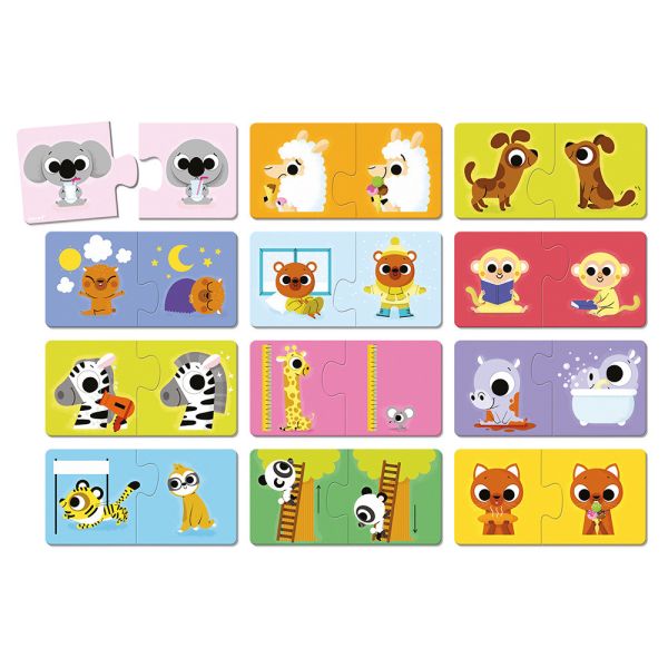 Lot de 12 puzzles de 2 pièces Les contraires