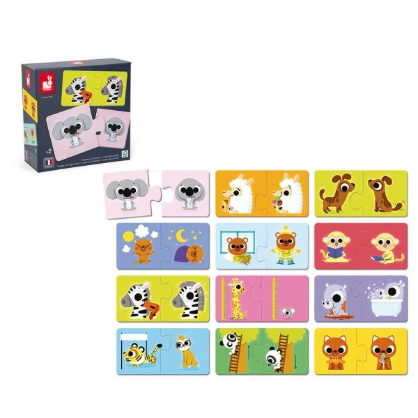 Lot de 12 puzzles de 2 pièces Les contraires