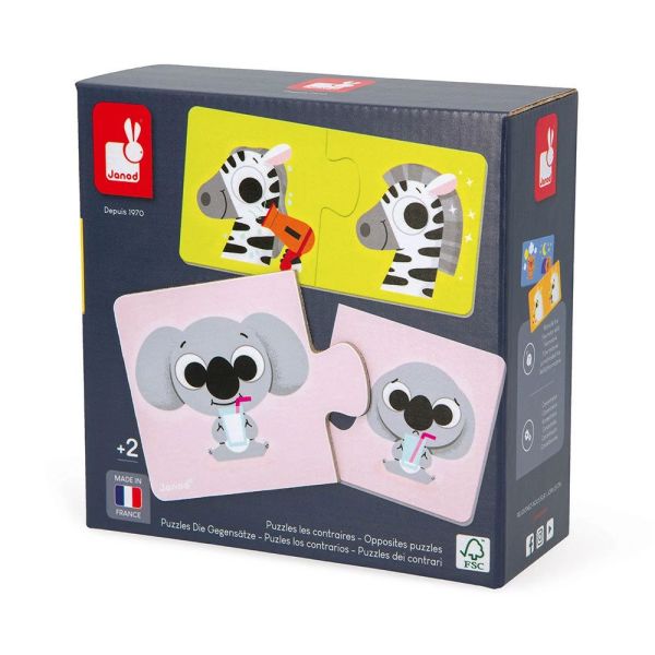 Lot de 12 puzzles de 2 pièces Les contraires