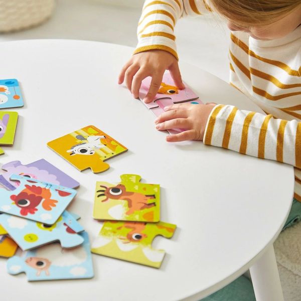 Lot de 12 puzzles de 2 pièces Parents et bébés animaux