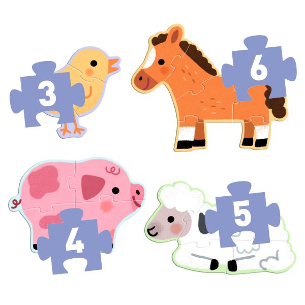Puzzles primo - à la ferme 3, 4, 5 et 6 pièces