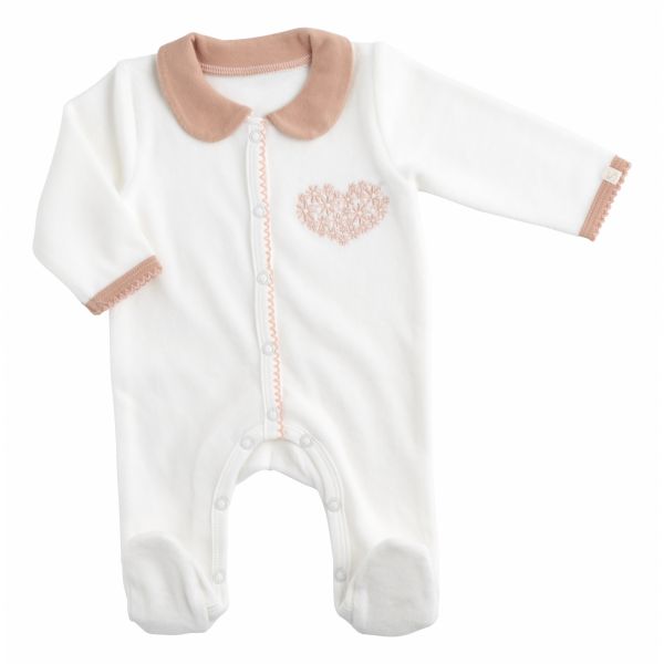 Pyjama bébé blanc 1 mois Petit coeur