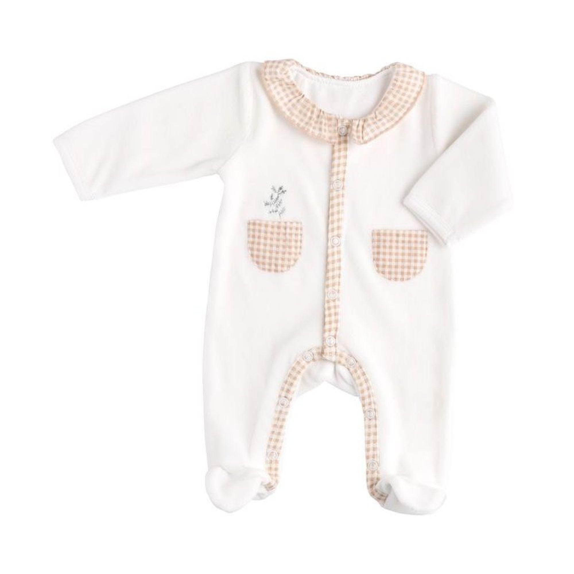 PYJAMA VELOURS BLANC GARCON TAILLE 3 MOIS HELLO - Sauthon