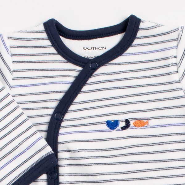 Pyjama bébé blanc naissance Baby sailor à rayures