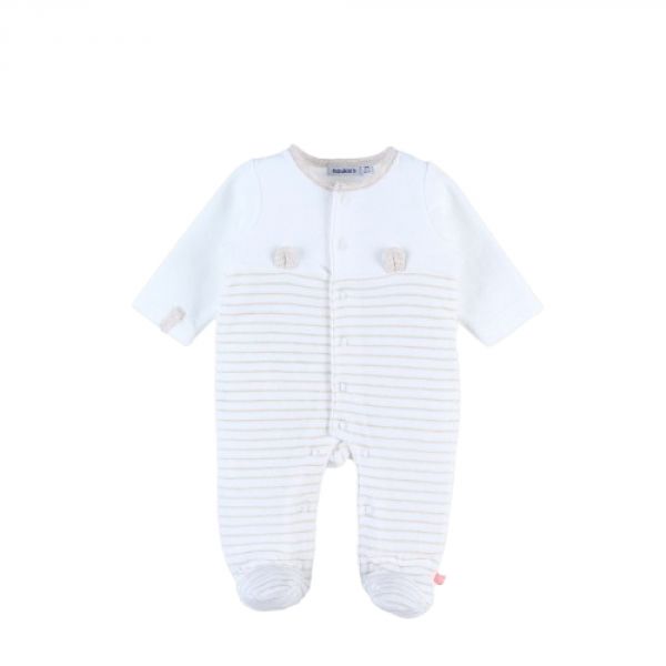 Pyjama bébé velours rayé grège 12 mois