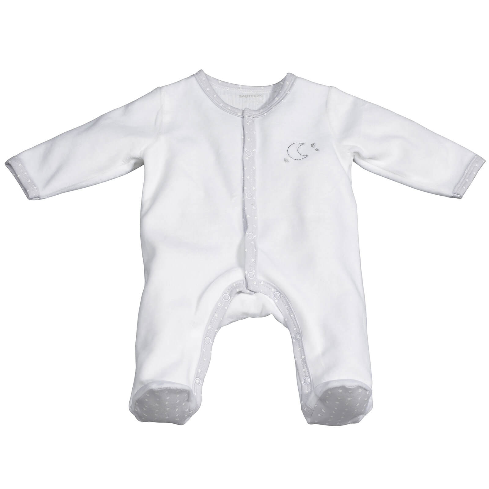 Sauthon Baby Deco Pyjama Bebe Blanc Lune 1 Mois Celeste Made In Bebe