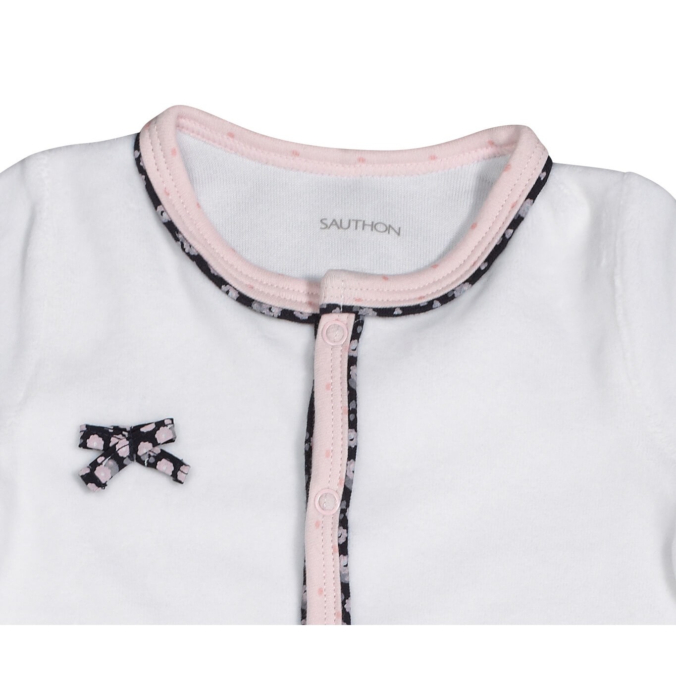 PYJAMA VELOURS BLANC FILLE TAILLE 1 MOIS HELLO - Sauthon