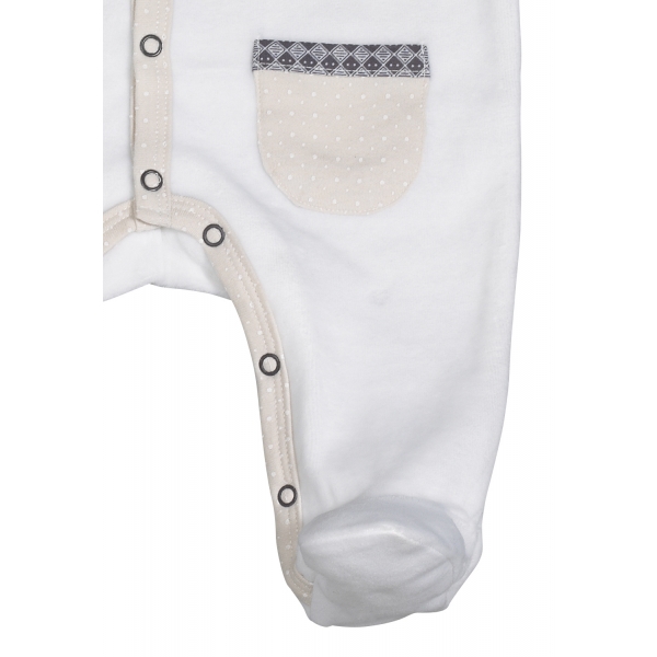 Pyjama bébé blanc ours 1 mois Timouki