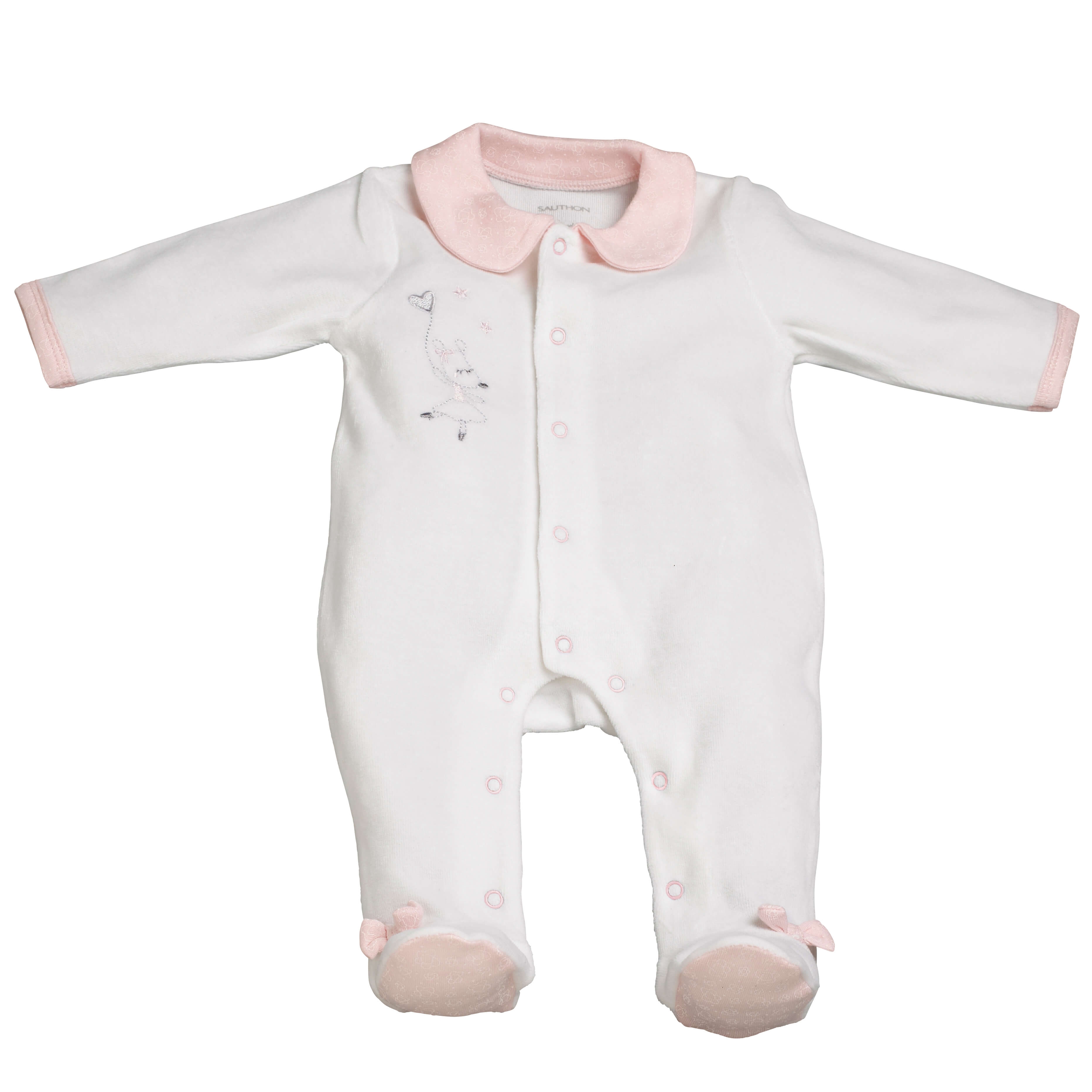 Sauthon Baby Deco Pyjama Bebe Blanc 1 Mois Lilibelle Made In Bebe