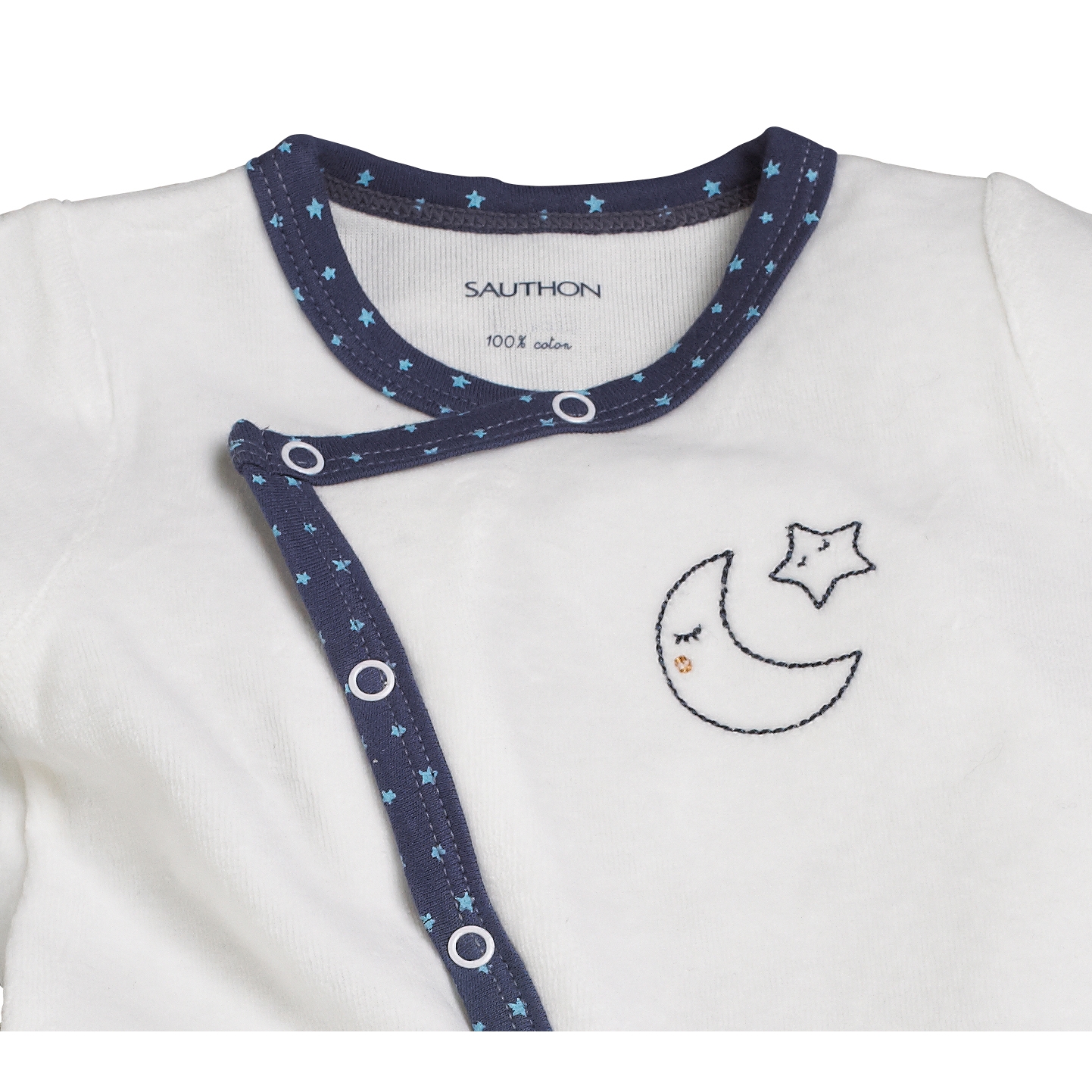 PYJAMA VELOURS BLANC FILLE TAILLE 1 MOIS HELLO - Sauthon