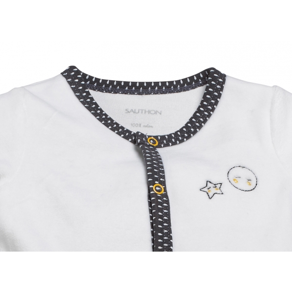 Pyjama bébé blanc/gris 1 mois Babyfan