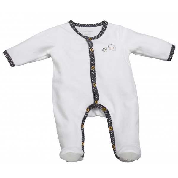 Pyjama bébé blanc/gris naissance Babyfan