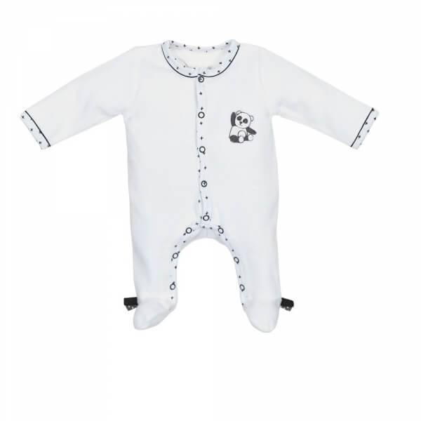 Pyjama bébé blanc naissance ouverture devant Panda Chao Chao