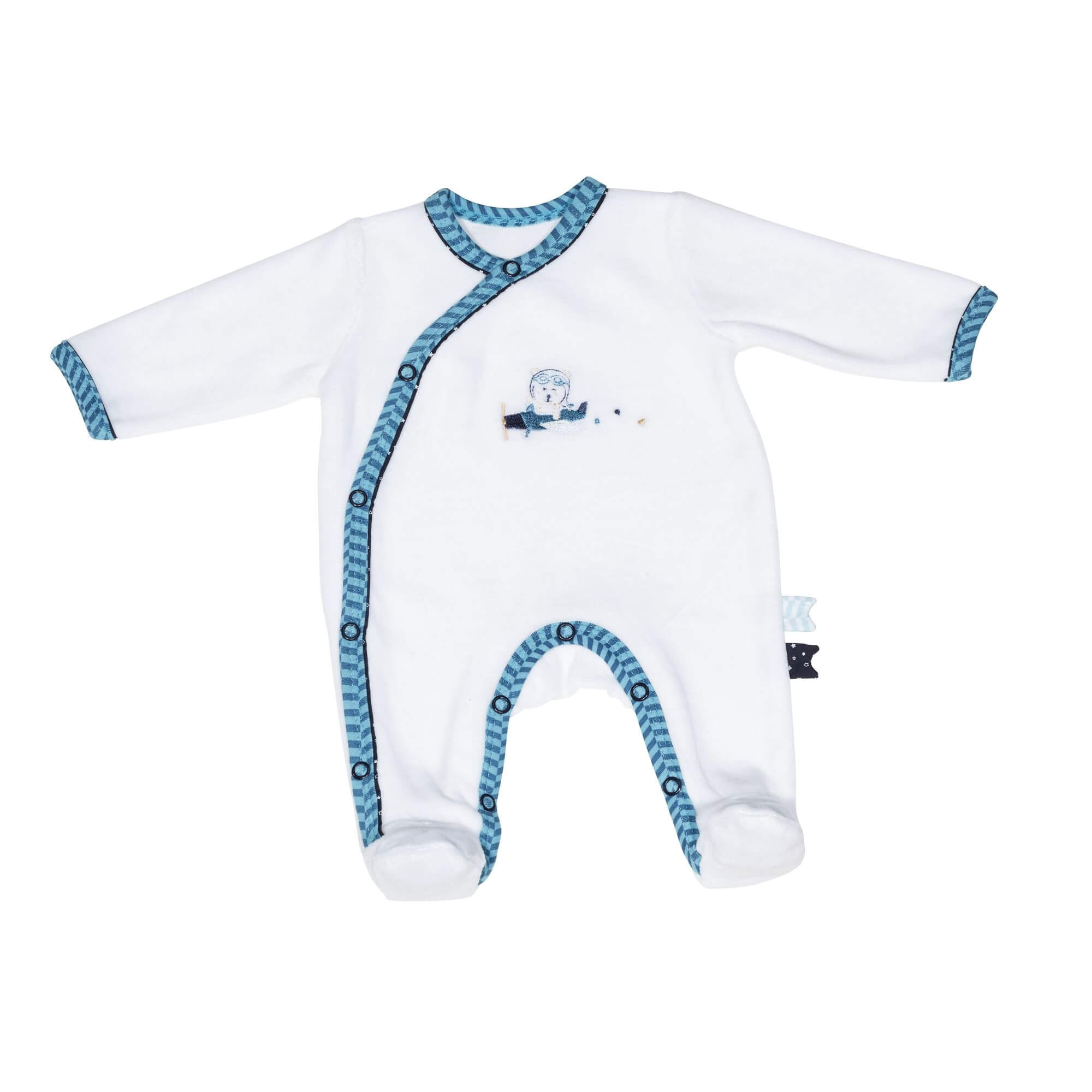 Sauthon Baby Deco Pyjama Bebe Blanc Ours 1 Mois Lazare Made In Bebe