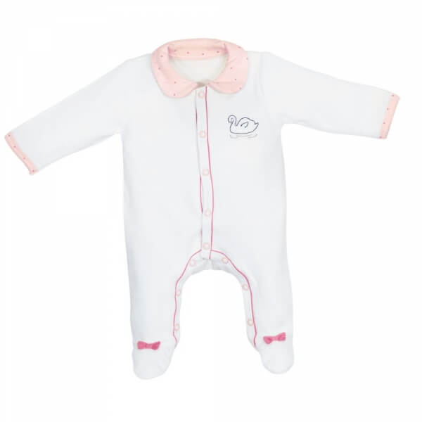 Pyjama bébé blanc naissance avec col Baby Swan