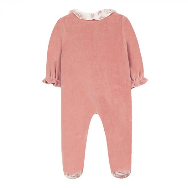 Pyjama Rose en velours Toile de Jouy 18 mois